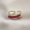 Oro Laminado Multi Stone Ring, Gold Filled Style Baguette Design, with Ruby Cubic Zirconia, Polished, Golden Finish, 01.196.0053 (One size fits all)