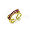 Oro Laminado Multi Stone Ring, Gold Filled Style Baguette Design, with Ruby Cubic Zirconia, Polished, Golden Finish, 01.196.0053 (One size fits all)