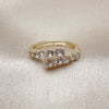 Oro Laminado Multi Stone Ring, Gold Filled Style with White Cubic Zirconia, Polished, Golden Finish, 01.196.0058 (One size fits all)