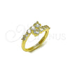 Oro Laminado Multi Stone Ring, Gold Filled Style with White Cubic Zirconia, Polished, Golden Finish, 01.196.0058 (One size fits all)