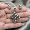 Stainless Steel Necklace and Earring, Polished, Rhodium Finish, 06.116.0206