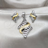Stainless Steel Necklace and Earring, Polished, Two Tone, 06.116.0208