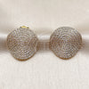 Oro Laminado Stud Earring, Gold Filled Style with White Cubic Zirconia, Polished, Golden Finish, 02.436.0031