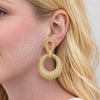 Oro Laminado Stud Earring, Gold Filled Style Baguette Design, Polished, Golden Finish, 02.436.0034