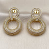 Oro Laminado Stud Earring, Gold Filled Style Baguette Design, Polished, Golden Finish, 02.436.0034