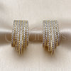 Oro Laminado Stud Earring, Gold Filled Style with White Cubic Zirconia, Polished, Golden Finish, 02.436.0037