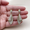 Oro Laminado Dangle Earring, Gold Filled Style with White Cubic Zirconia, Polished, Golden Finish, 02.436.0039