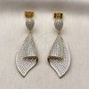 Oro Laminado Dangle Earring, Gold Filled Style with White Cubic Zirconia, Polished, Golden Finish, 02.436.0039