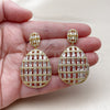 Oro Laminado Dangle Earring, Gold Filled Style Baguette Design, with White Cubic Zirconia, Polished, Golden Finish, 02.436.0040