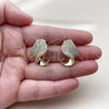 Oro Laminado Stud Earring, Gold Filled Style with White Cubic Zirconia, Polished, Golden Finish, 02.436.0042
