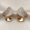 Oro Laminado Stud Earring, Gold Filled Style with White Cubic Zirconia, Polished, Golden Finish, 02.436.0042