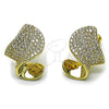 Oro Laminado Stud Earring, Gold Filled Style with White Cubic Zirconia, Polished, Golden Finish, 02.436.0042