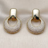 Oro Laminado Dangle Earring, Gold Filled Style with White Cubic Zirconia, Polished, Golden Finish, 02.436.0043