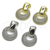 Oro Laminado Dangle Earring, Gold Filled Style with White Cubic Zirconia, Polished, Golden Finish, 02.436.0043