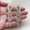 Oro Laminado Long Earring, Gold Filled Style Infinite Design, with White Cubic Zirconia, Polished, Golden Finish, 02.436.0047