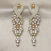 Oro Laminado Long Earring, Gold Filled Style Infinite Design, with White Cubic Zirconia, Polished, Golden Finish, 02.436.0047