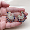 Oro Laminado Stud Earring, Gold Filled Style Teardrop Design, with Sapphire Blue and White Cubic Zirconia, Polished, Golden Finish, 02.436.0019.1