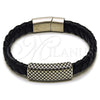 Stainless Steel Fancy Bracelet, Polished, Steel Finish, 03.450.0002.09 (Thickness, 9 Inches Length)