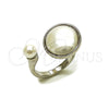 Rhodium Gold Filled Multi Stone Ring, Ball Design, with Ivory Pearl, Polished, Rhodium Finish, 01.438.0006 (One size fits all)