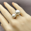 Rhodium Gold Filled Multi Stone Ring, Ball Design, with Ivory Pearl, Polished, Rhodium Finish, 01.438.0007 (One size fits all)