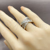 Rhodium Gold Filled Multi Stone Ring, Twist Design, with White Micro Pave, Polished, Rhodium Finish, 01.438.0008 (One size fits all)