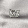 Rhodium Gold Filled Multi Stone Ring, Twist Design, with White Micro Pave, Polished, Rhodium Finish, 01.438.0008 (One size fits all)