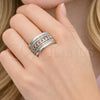 Rhodium Gold Filled Multi Stone Ring, Miami Cuban Design, with White Micro Pave, Polished, Rhodium Finish, 01.438.0010 (One size fits all)