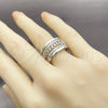 Rhodium Gold Filled Multi Stone Ring, Miami Cuban Design, with White Micro Pave, Polished, Rhodium Finish, 01.438.0010 (One size fits all)