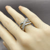 Rhodium Gold Filled Multi Stone Ring, Twist Design, with White Micro Pave, Polished, Rhodium Finish, 01.438.0012 (One size fits all)