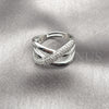 Rhodium Gold Filled Multi Stone Ring, Twist Design, with White Micro Pave, Polished, Rhodium Finish, 01.438.0012 (One size fits all)