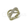 Rhodium Gold Filled Multi Stone Ring, Twist Design, with White Micro Pave, Polished, Rhodium Finish, 01.438.0012 (One size fits all)