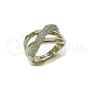 Rhodium Gold Filled Multi Stone Ring, Twist Design, with White Micro Pave, Polished, Rhodium Finish, 01.438.0012 (One size fits all)