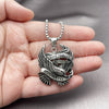 Stainless Steel Pendant Necklace, Eagle Design, Polished, Steel Finish, 04.451.0002.24 (03 MM Thickness, 24 Inches Length)