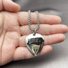 Stainless Steel Pendant Necklace, Heart Design, Polished, Steel Finish, 04.451.0004.24 (03 MM Thickness, 24 Inches Length)