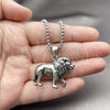Stainless Steel Pendant Necklace, Lion Design, Polished, Steel Finish, 04.451.0007.24 (03 MM Thickness, 24 Inches Length)