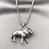 Stainless Steel Pendant Necklace, Lion Design, Polished, Steel Finish, 04.451.0007.24 (03 MM Thickness, 24 Inches Length)