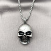 Stainless Steel Pendant Necklace, Skull Design, Polished, Steel Finish, 04.451.0008.24 (03 MM Thickness, 24 Inches Length)