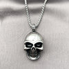 Stainless Steel Pendant Necklace, Skull Design, Polished, Steel Finish, 04.451.0008.24 (03 MM Thickness, 24 Inches Length)