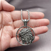 Stainless Steel Pendant Necklace, Jesus Design, Polished, Steel Finish, 04.451.0009.24 (03 MM Thickness, 24 Inches Length)