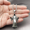 Stainless Steel Pendant Necklace, Santa Muerte Design, Polished, Steel Finish, 04.451.0010.24 (03 MM Thickness, 24 Inches Length)
