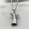 Stainless Steel Pendant Necklace, Santa Muerte Design, Polished, Steel Finish, 04.451.0010.24 (03 MM Thickness, 24 Inches Length)