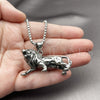 Stainless Steel Pendant Necklace, Lion Design, Polished, Steel Finish, 04.451.0011.24 (03 MM Thickness, 24 Inches Length)
