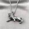 Stainless Steel Pendant Necklace, Lion Design, Polished, Steel Finish, 04.451.0011.24 (03 MM Thickness, 24 Inches Length)