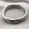 Stainless Steel Solid Bracelet, Polished, Steel Finish, 03.222.0002.09 (Thickness, 9 Inches Length)