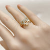Oro Laminado Multi Stone Ring, Gold Filled Style Infinite Design, with White Cubic Zirconia, Polished, Golden Finish, 01.310.0051 (One size fits all)