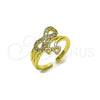 Oro Laminado Multi Stone Ring, Gold Filled Style Infinite Design, with White Cubic Zirconia, Polished, Golden Finish, 01.310.0051 (One size fits all)