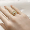 Oro Laminado Multi Stone Ring, Gold Filled Style Love Design, with White Cubic Zirconia, Polished, Golden Finish, 01.310.0052 (One size fits all)