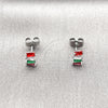 Rhodium Gold Filled Stud Earring, Baguette Design, with Multicolor Cubic Zirconia, Polished, Rhodium Finish, 02.310.0117