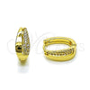Oro Laminado Huggie Hoop, Gold Filled Style with White Cubic Zirconia, Polished, Golden Finish, 02.323.0118.14