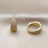 Oro Laminado Huggie Hoop, Gold Filled Style with White Cubic Zirconia, Polished, Golden Finish, 02.323.0119.14